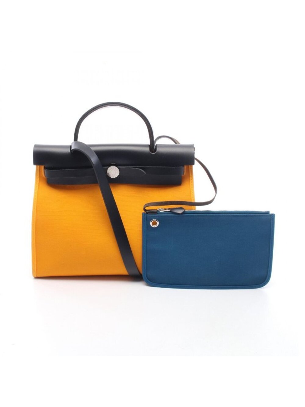 Hermes Handbag Herbag Zip PM Blue Jaune D'or Izmir Canvas Leather Verso